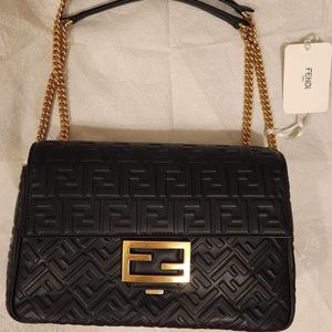 Fendi Leather Zucca Shoulder Bag